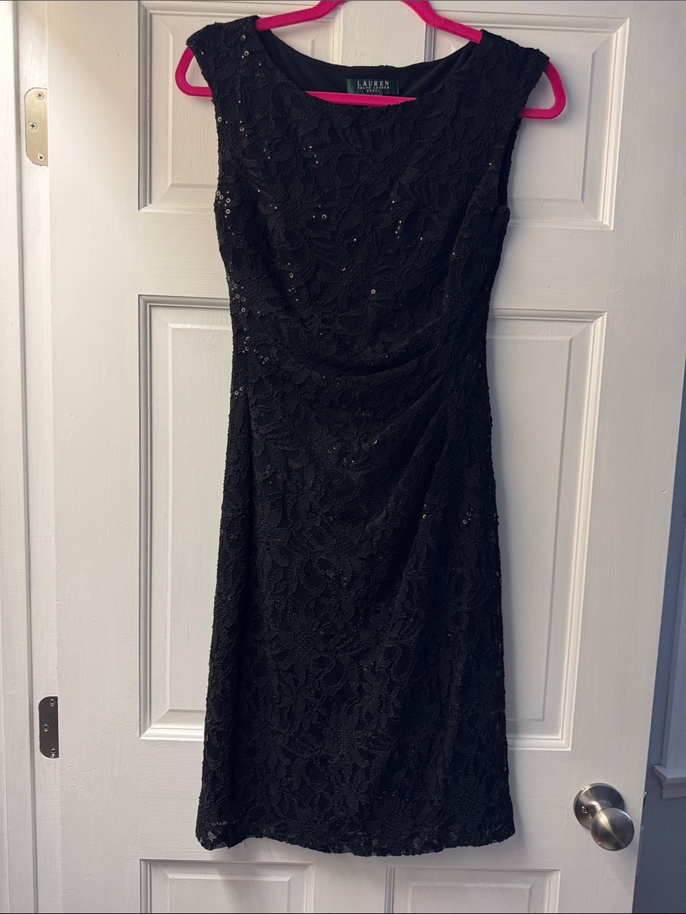 Lauren Ralph Lauren Black Lace Sequin Midi Dress